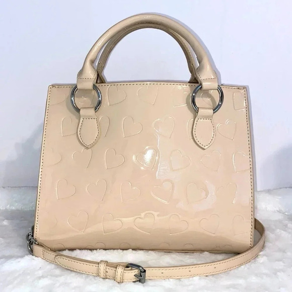 Betsey Johnson Heart Debossed Multi- Compartment Crossbody Satchel Bag - Picture 6 of 10